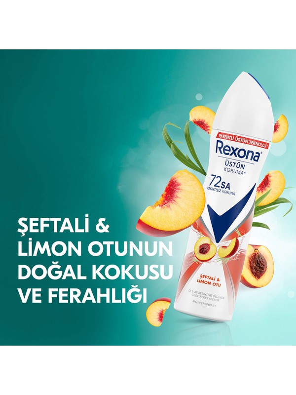 Rexona Kadın Deodorant Şeftali & Limon Otu 72 Saat Kesintisiz Üstün Koruma 150 ml
